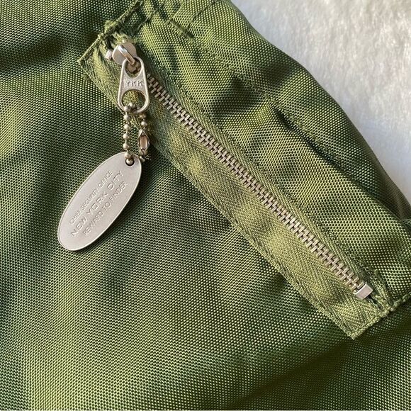 Vintage Y2K Calvin Klein Bomber Jacket Green orange interior Size Large - Picture 13 of 13